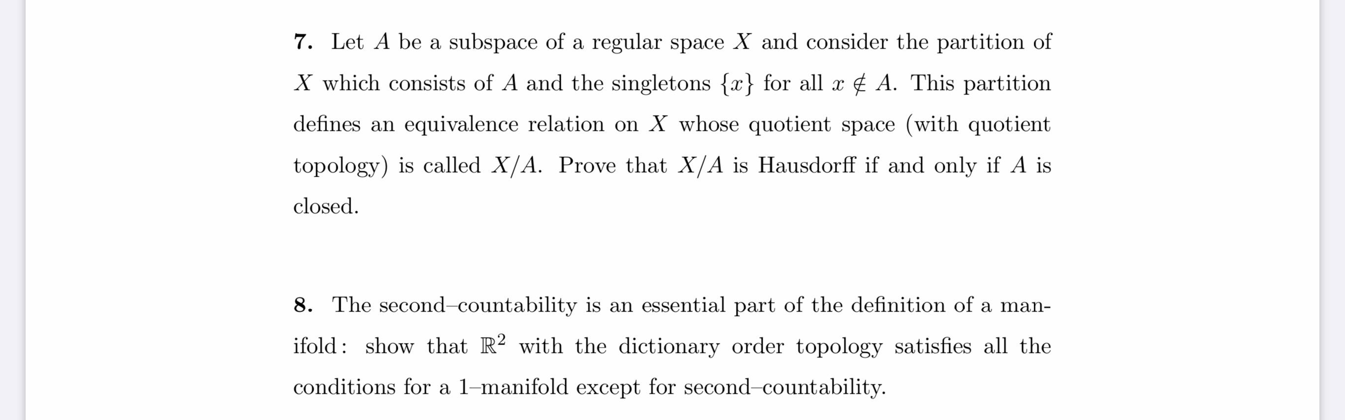 7. Let A be a subspace of a regular space X