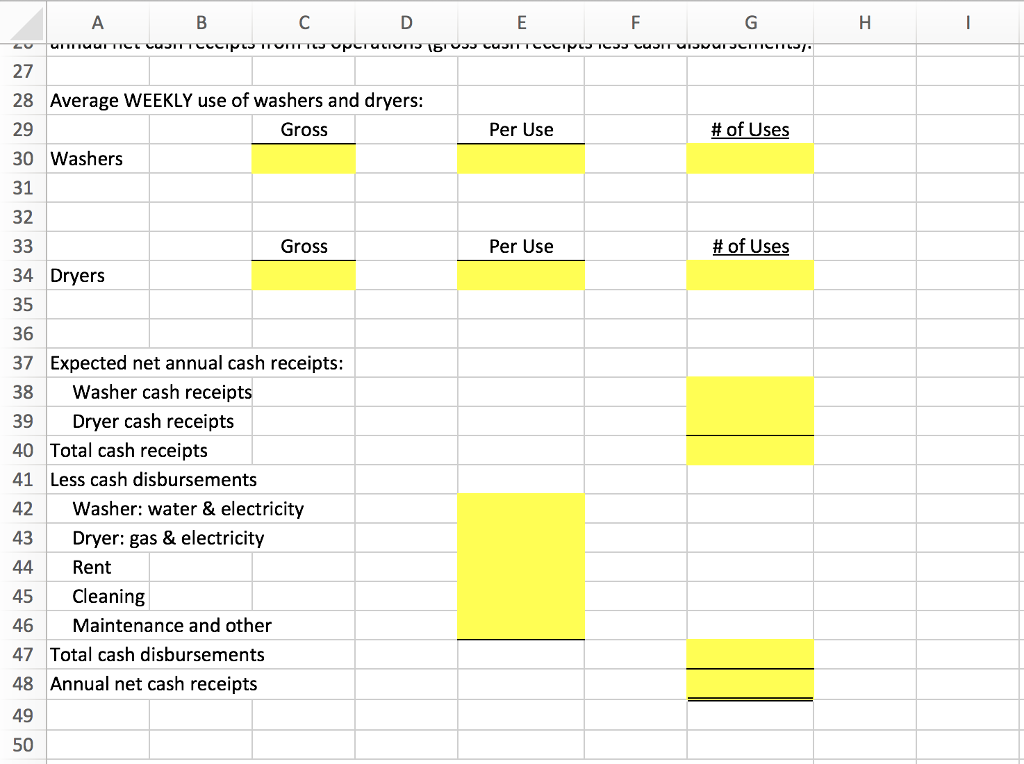 the yellow and green cells. 2 Capital Budgeting 4 The Tracey Company