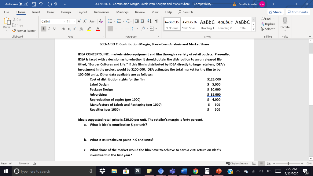 Please Answer A,B and C Thank You! (: O X Comments AutoSave