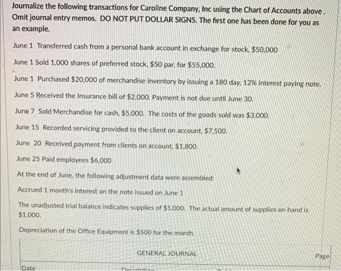 please can you help ! please journalize all entrys Journalize the following