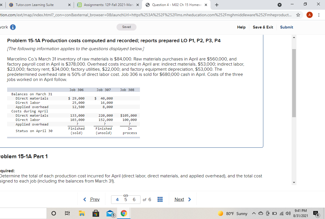 x O Tutor.com Leaming Suite Assignments: 12P-Fall 2021-Man X Question 4