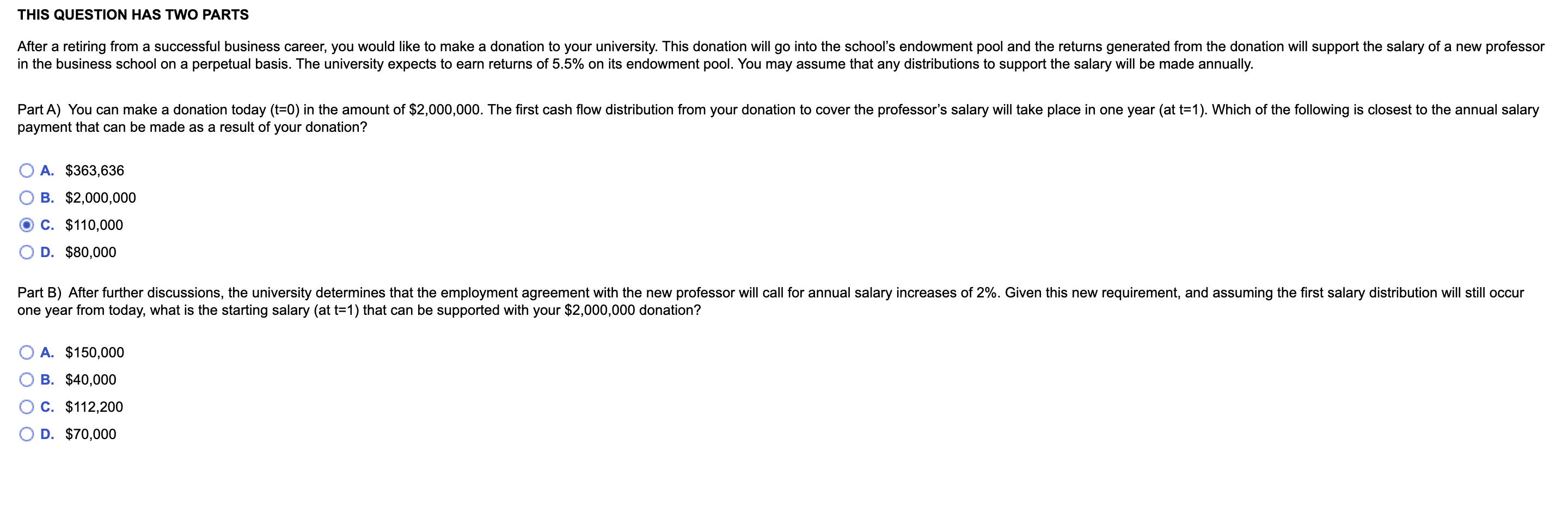 THIS QUESTION HAS TWO PARTS After a retiring from a successful