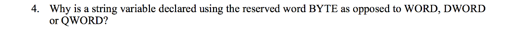 in x86 assembly language Why is a string variable declared using the