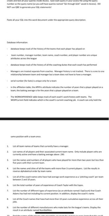  Create and test all your queries inside Recess Save each queryin