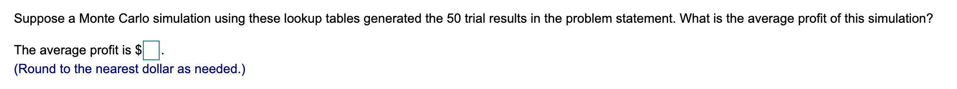 model for 50 trials and a production quantity of . What is
