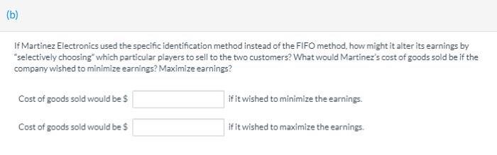 PARTS. Thank you! On December 1, Martinez Electronics has three DVD players
