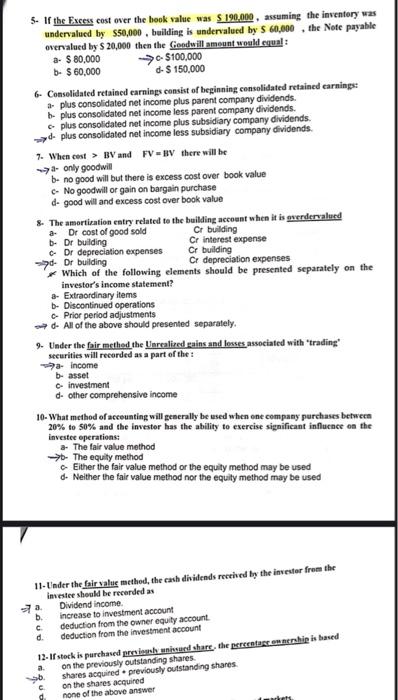 Multiple choice solution 5- If the Fxcess cost over the hook value