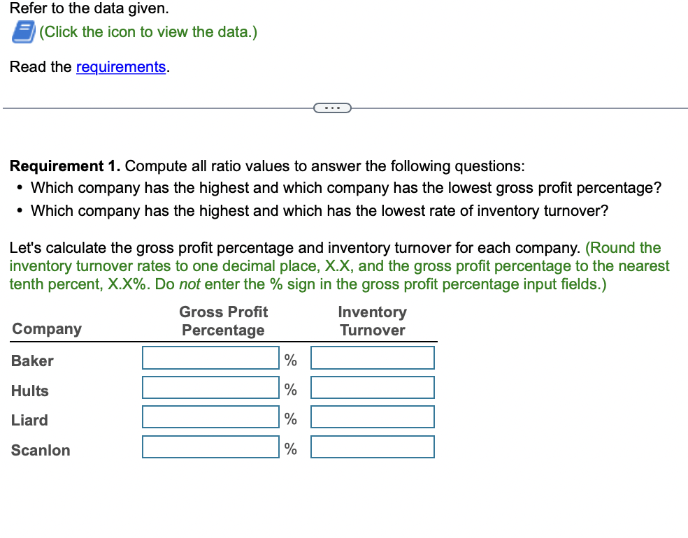  Refer to the data given. (Click the icon to view the
