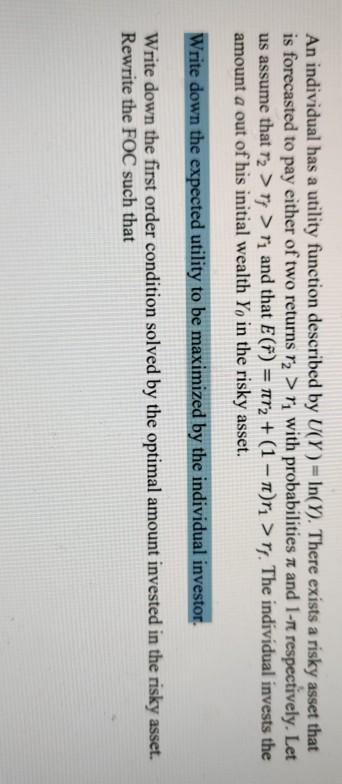 = In(Y). There exists a risky asset that is forecasted to pay