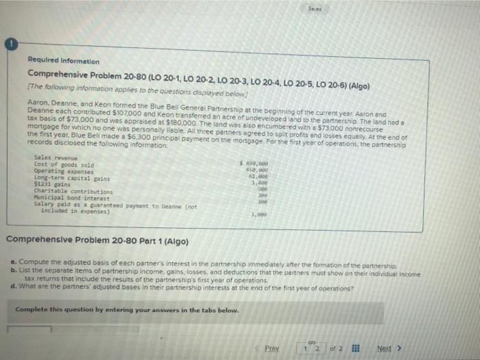  . 5. Required Information Comprehensive Problem 20-80 (LO 20-1, LO 20-2