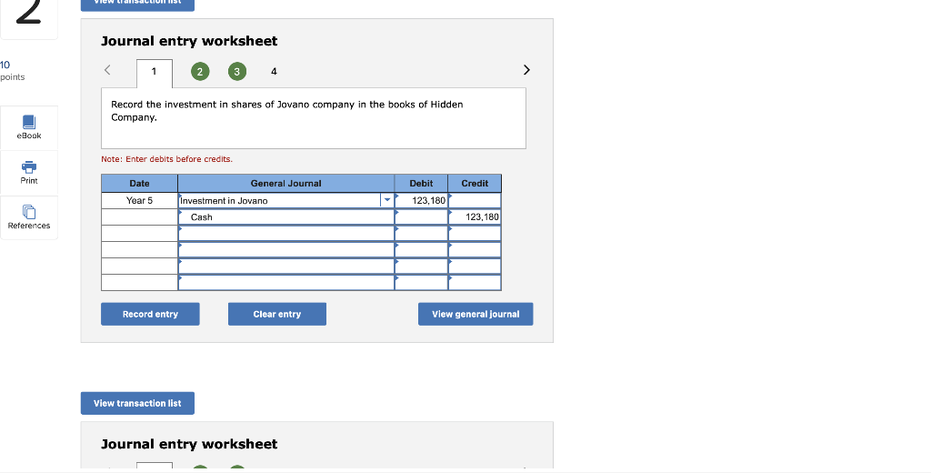 January 1, Year 5, and 10,000 shares in Jovano for $63,720 on