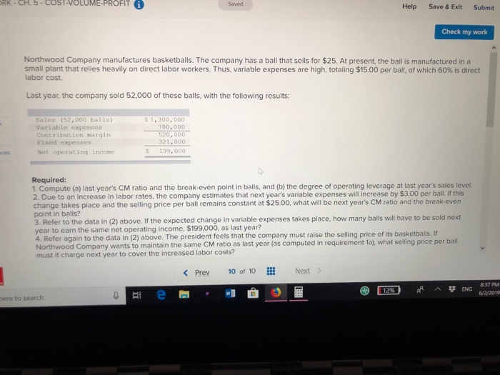  LUME-PROFIT i Saved Help Save & Exit Submit Check my work