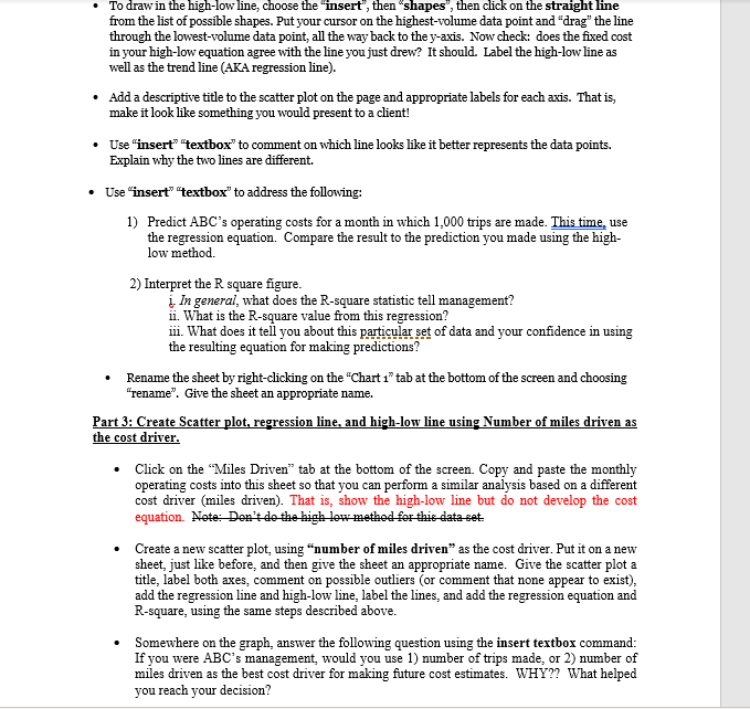regression line and high-low line using the number of trips Highlight all