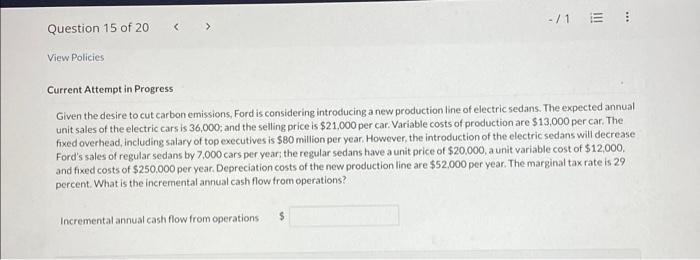  Current Attempt in Progress Given the desire to cut carbon emissions,
