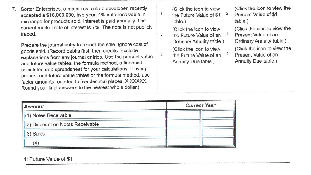  7. Sorter Enterprises, a major real estate developer, recently accepted a