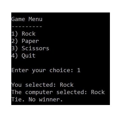 they enter 1, their choice is rock. If they enter 4, then