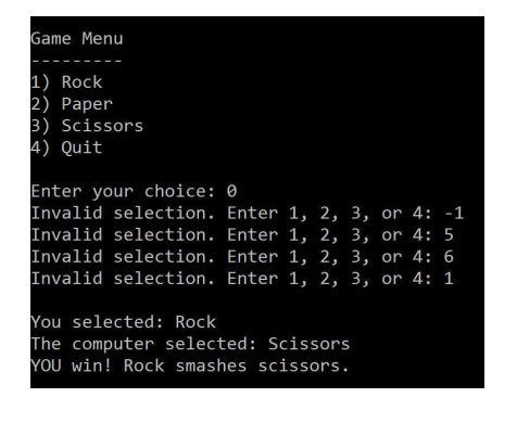 the game ends. Input validation loop: If the user enters anything other
