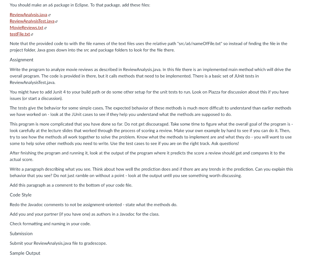  package a6; import java.io.File; import java.io.FileNotFoundException; import java.util.Scanner; public class ReviewAnalysis