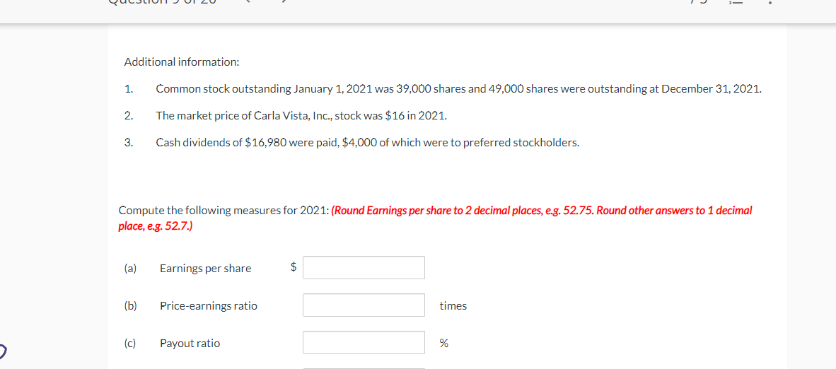 Vista, Inc. is as follows: Additional information: 1. Common stock outstanding January