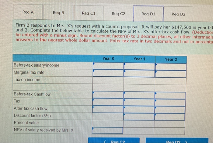 both Firm B and Mrs. X, compute the NPV of Mrs. X's