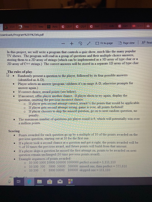 In this project, we will write a program that controls a quiz