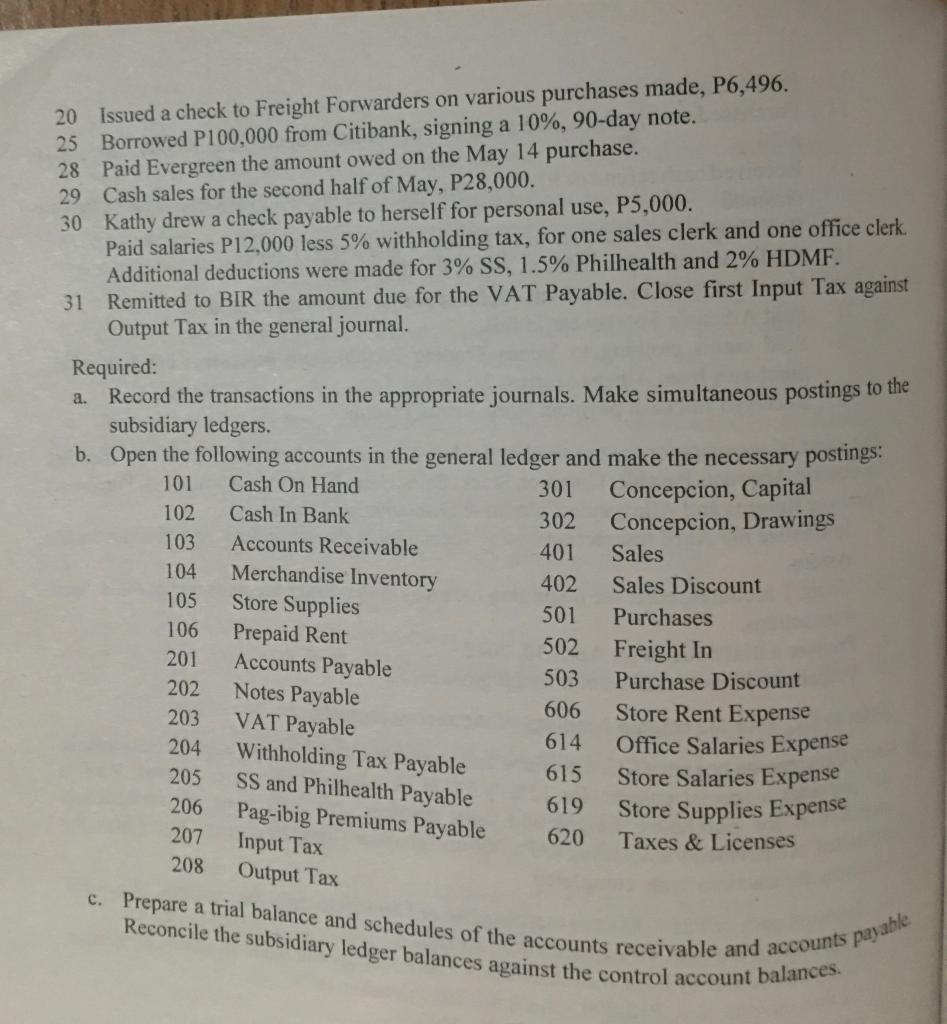 the transactions below? Thank you so much.. :D Thank you for helping