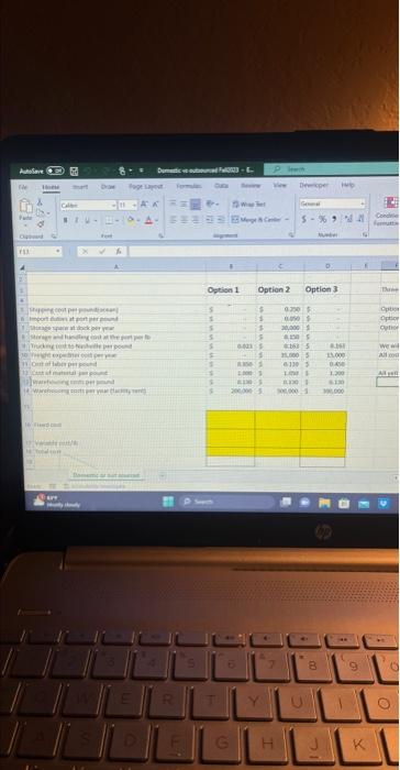  HELP Three potential options are available for the major components used