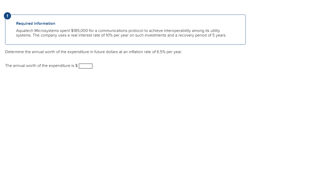  Required information Aquatech Microsystems spent $185,000 for a communications protocol to
