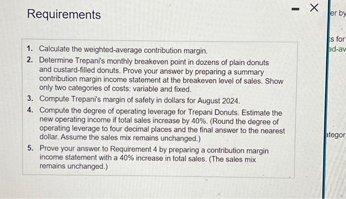 monthly breakeven point in dozens of plain donuts and custard-filled donuts. Prove