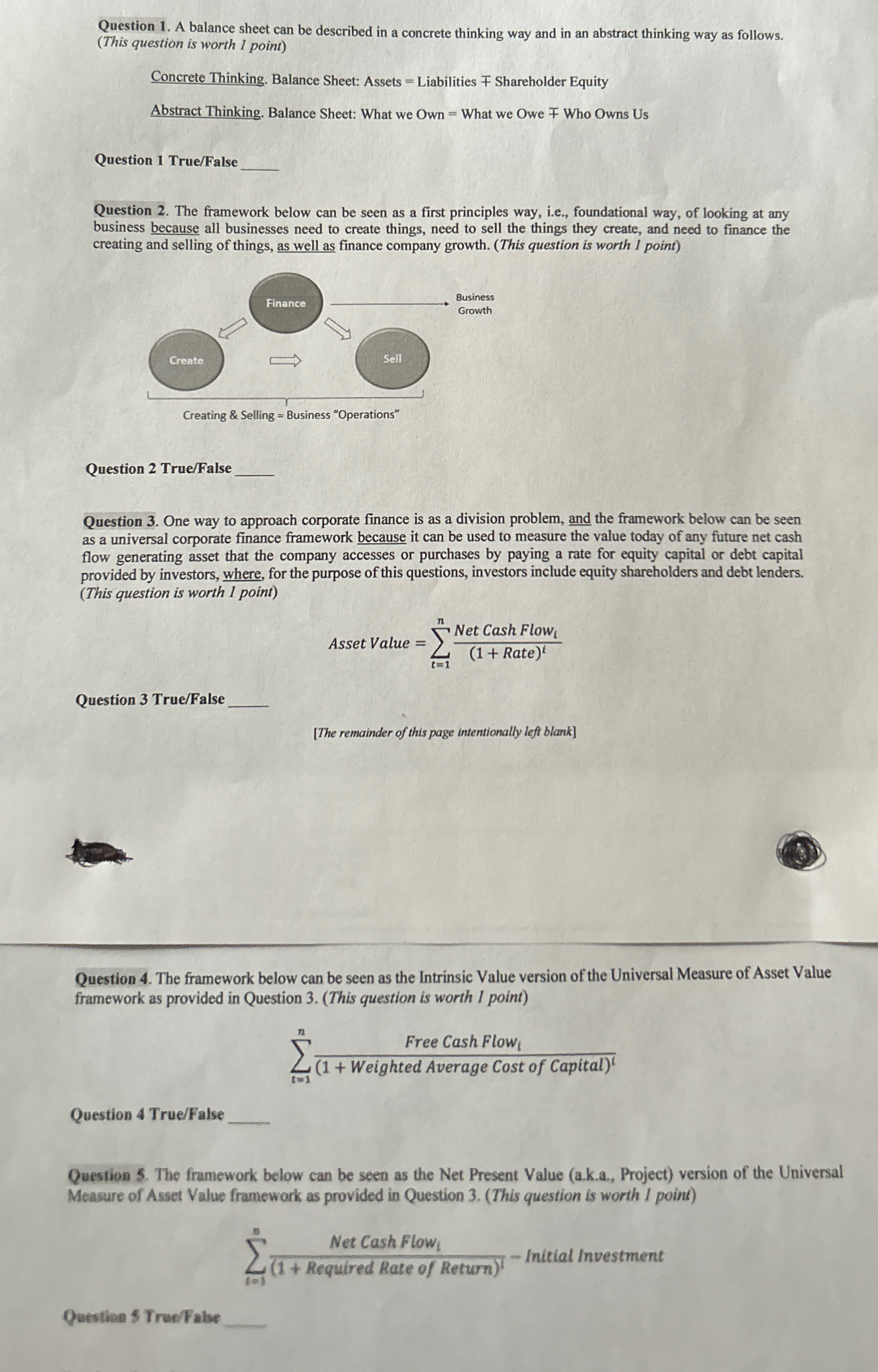  Question 1. A balance sheet can be described in a concrete