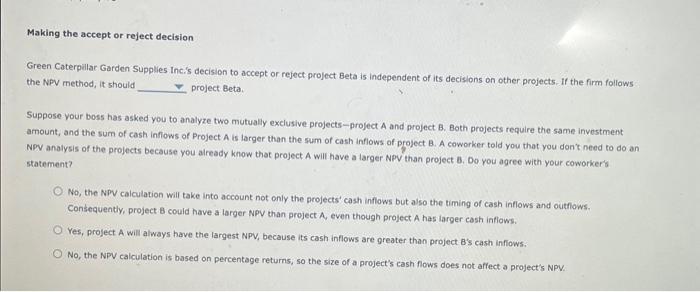 that generaily lead to good investment decisions. Consider this case? Suppose Green