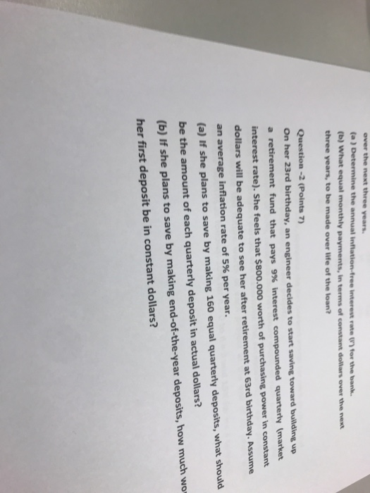  over the next three years (a ) Determine the annual infilation-free