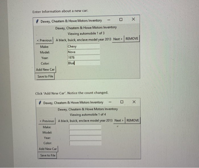 the controls You must use the functionality of the AutomobileinventoryManager from Assignment