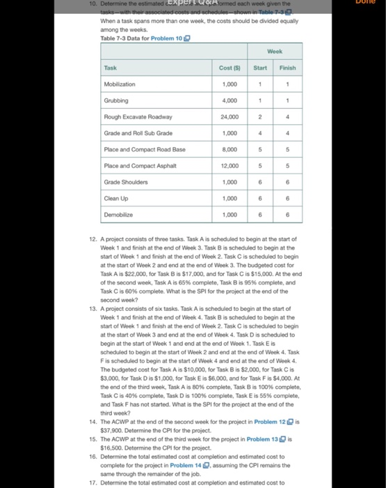  please answer 16 &17 10. Determine the estimated expert Armed each