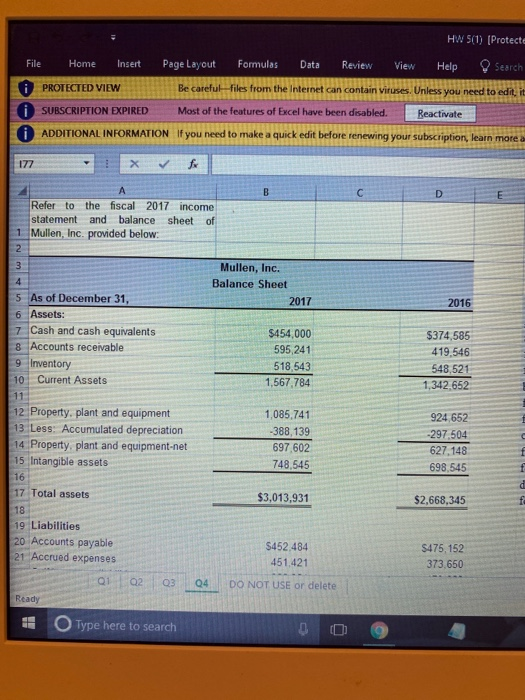  HW 5(1) (Protecte File Home Insert Page Layout Formulas Data Review