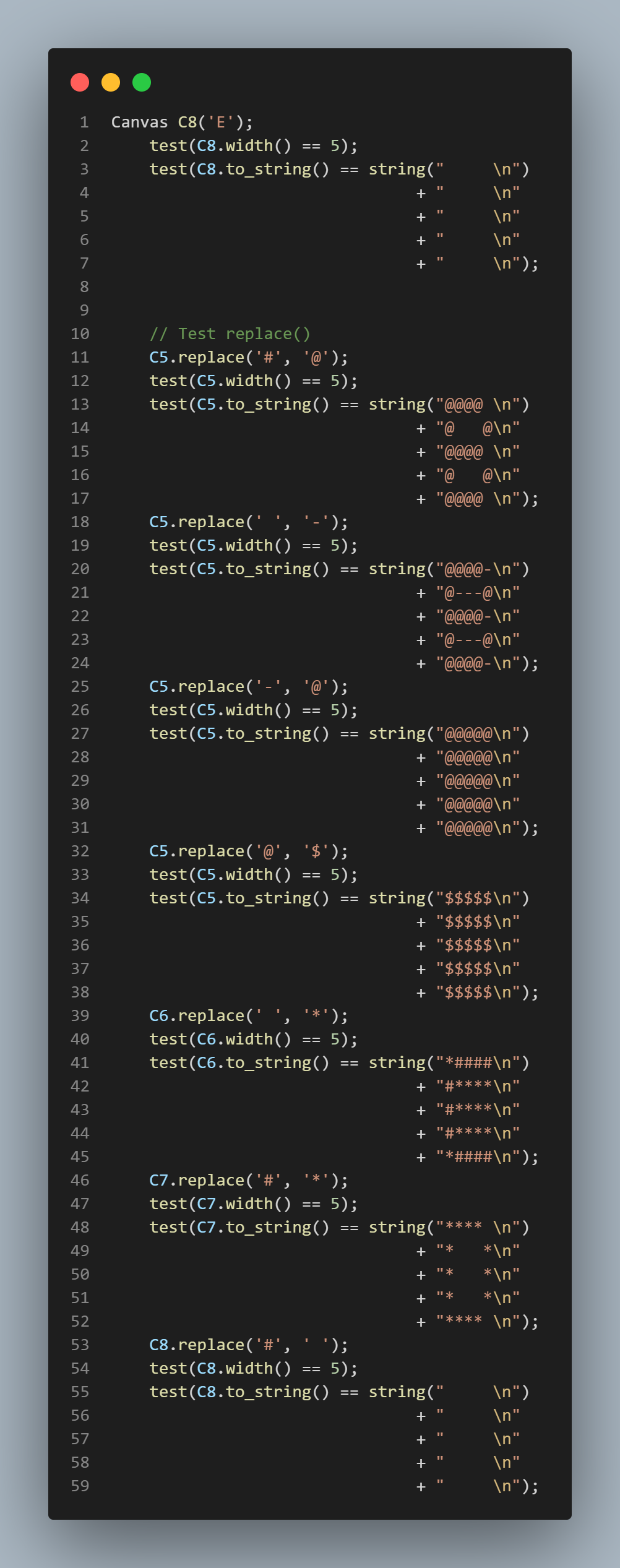 you only need to add a Canvas(string s) and a void add(char