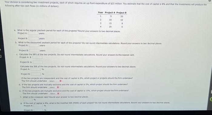 help me please Project A: veurs Prolect A : yeyrs Propect A: