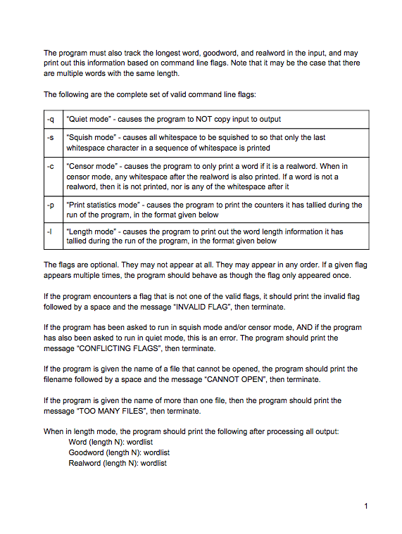 will be reading from a file, or from standard input, and performing