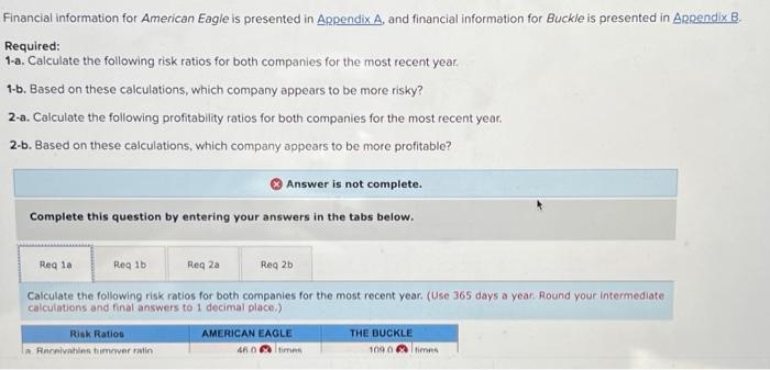  Financial information for American Eagle is presented in Appendix A, and