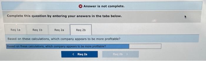 2-a. Calculate the following profitability ratios for both companies for the most