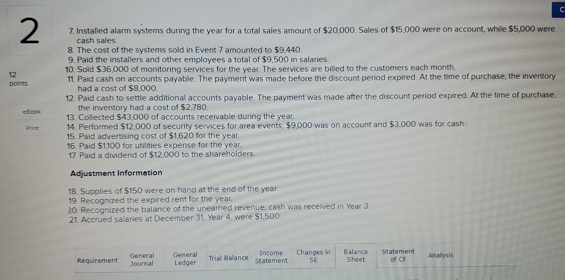 account balances of Pacilio Security Services, Inc. as of January 1, Year