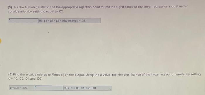 decimal places.) (2) Report R2 and R2 as shown on the output.