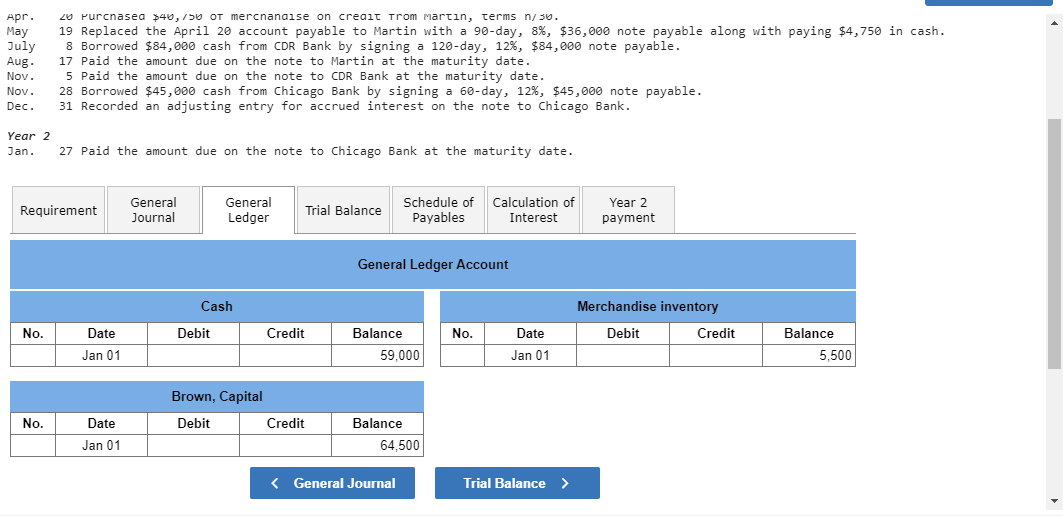 payable. 17 Paid the amount due on the note to Martin at