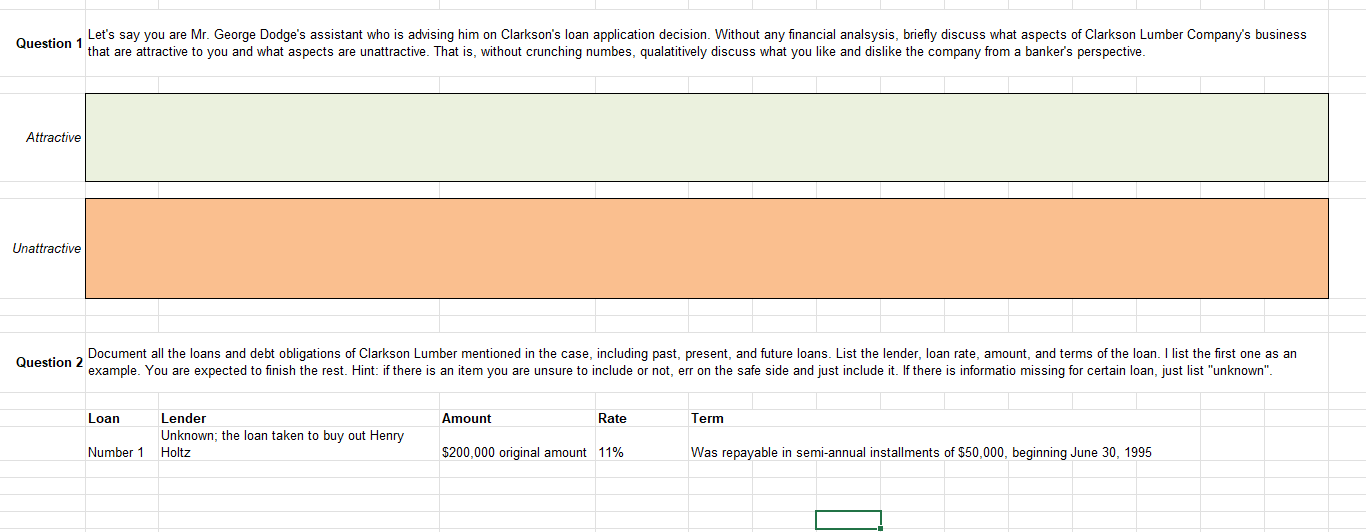  ANSWER THE QUESTION IN THE FIRST PICTURE (BACKGROUND AND LOANS) USING