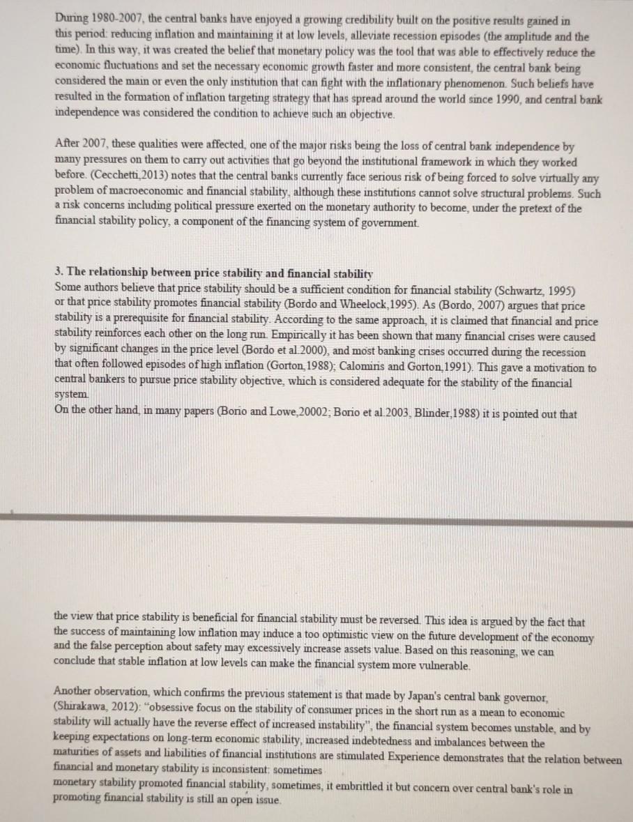 1. Summary of the study 2. Literature review: The main variables of