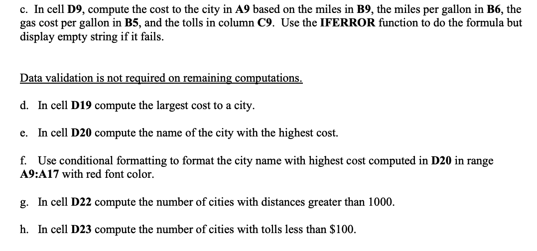 $/Gallon: 6 Miles Per Gallon: Distance from Start City Tolls Cost to