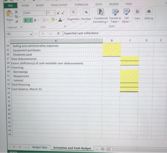 to suppliers. Use the information included in the Excel Simulation and the