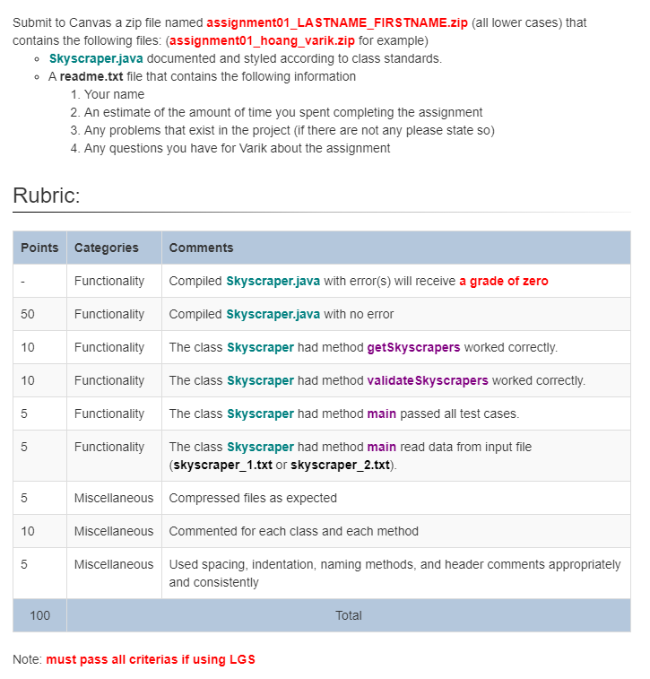 THE REQUIREMENT AND PLEASE USE INITIAL CODES // Skyscraper.java import java.io.FileNotFoundException; /**