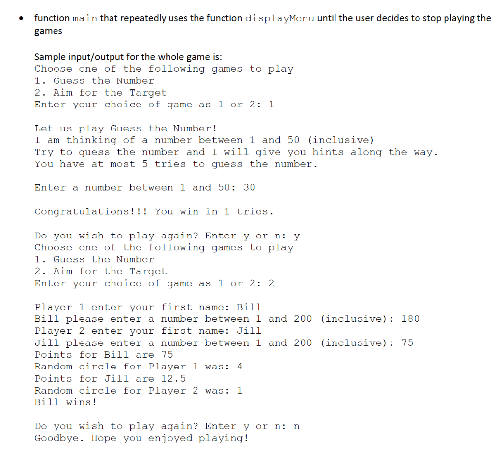 game. This game is played against the computer and outputs the result