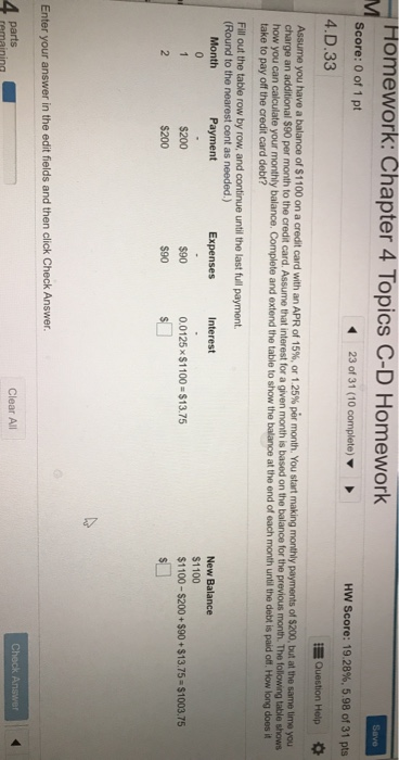  Homework: Chapter 4 Topics C-D Homework M Surve Score: 0 of